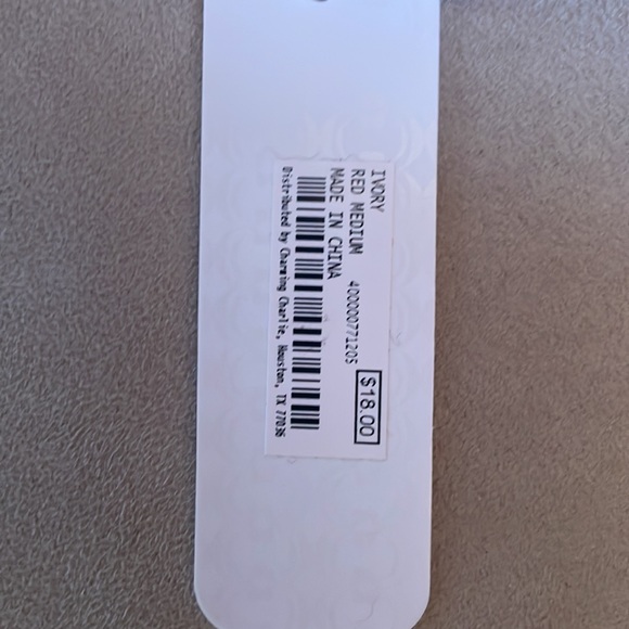 Red woven beanie, multi-color yarn puff. - Picture 3 of 3